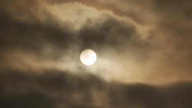 Bulutlu bir günde kuşla ağır çekim güneş oyunu.