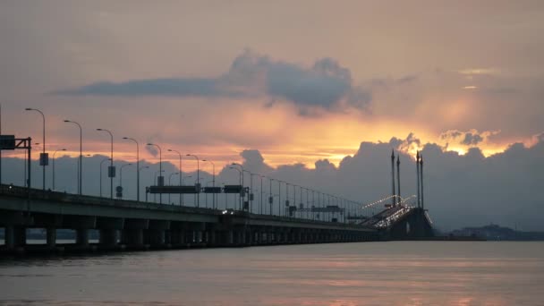 Penang-Brücke am Morgen. — Stockvideo