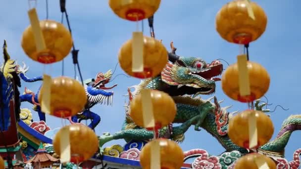 Джорджтаун Пенанг Малайзия Октября 2018 Года Статуя Дракона Боке Раскачивающимся — стоковое видео