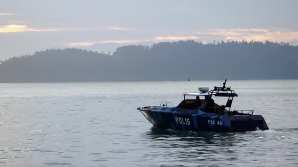 Georgetown Penang Malaisie Oct 2018 Bateau Police Maritime Naviguant Près — Video