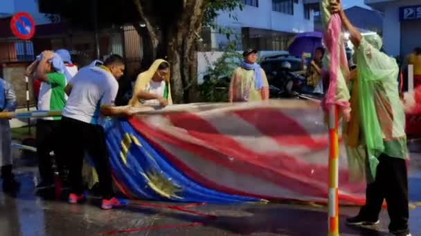 Butterworth Penang Malaysia Desember 2018 Orang Orang Merapikan Chingay Yang — Stok Video