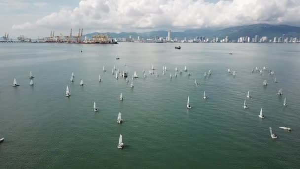 Pantai Bersih Penang Malesia Dicembre 2018 Yacht Vela Vicino Porto — Video Stock