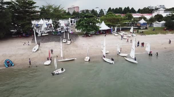 Pantai Bersih Penang Malaysia Dec 2018 Sailing Event Attracts Malaysian — Stock Video