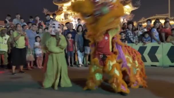 Бенуорт Пинанг Малайзия Dec 2018 Шоу Китайского Танца Львов Улице — стоковое видео