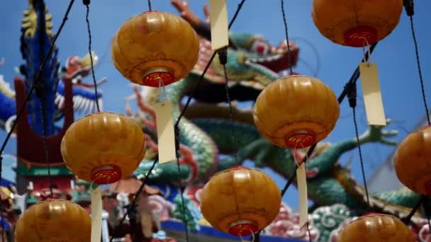Georgetown Penang Malaysia Oct 2018 Yellow Lantern Swaying Temple Dragon — Vídeo de Stock