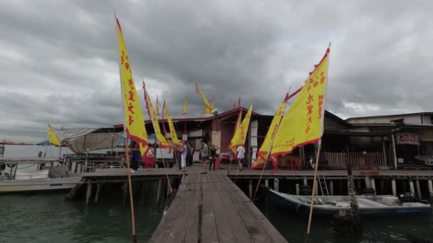 Georgetown Penang Malaysia Oct 2018 Visitor Chew Jetty Emperor God — 图库视频影像