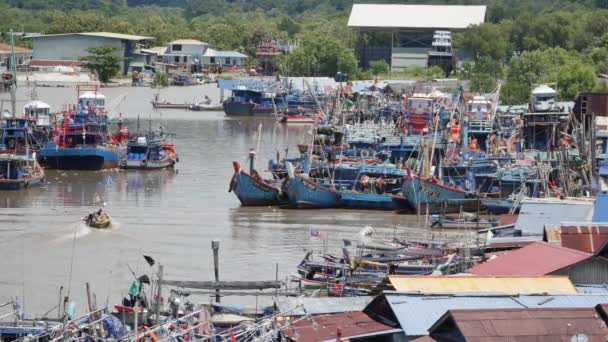 Sungai Perlis Perlis Malaysia Oct 2018 Boat Back Jetty Park — Vídeo de stock