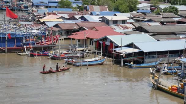 Sungai Perlis Perlis Malaezia Oct 2018 Copii Barca Rând Mare — Videoclip de stoc