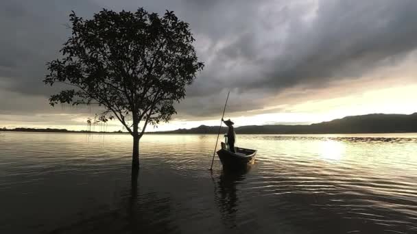 Timah Tasoh Perlis Malaysia Oct 2018 Slow Motion Silhouette Asian — Αρχείο Βίντεο