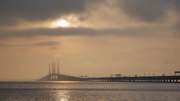 Georgetown Penang Malaysia Oct 2018 Penang Bridge Sun Covered Cloud — Stockvideo