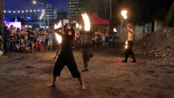 Butterworth Penang Malaysia Dec 2018 Street Festival Play Fire Street — Stock video