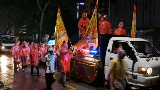 Butterworth Penang Malaysia Dec 2018 Chingay Procession Raining Day Night — Stock Video