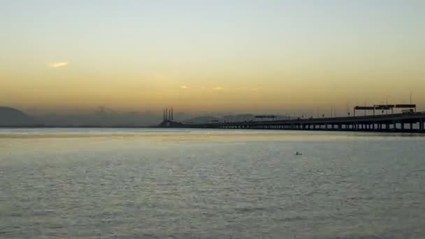 Timelapse Sunrise Penang Bridge Silhouette — 图库视频影像