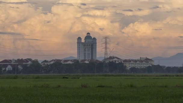 Timelapse Dramatic Cloud Rural Residential Background City Council Building — Stock video