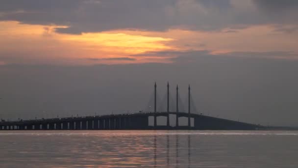 Timelapse Egg Yolk Sunrise Cloud Penang Bridge — Video