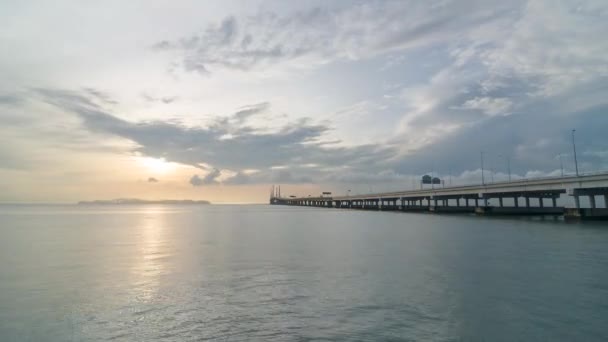Timelapse Záběry Oblačné Ráno Mostě Penang — Stock video