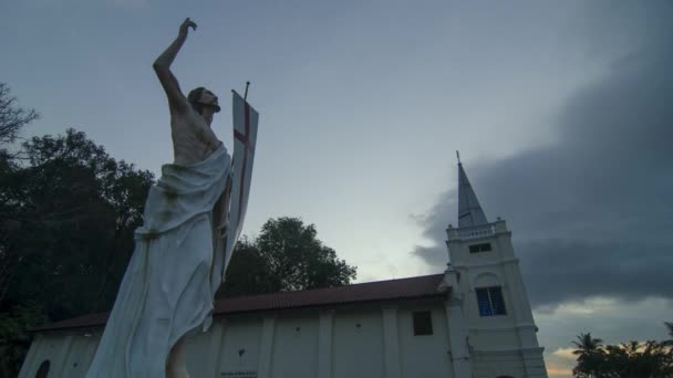 İsa heykelinde gündoğumu zamanı. — Stok video