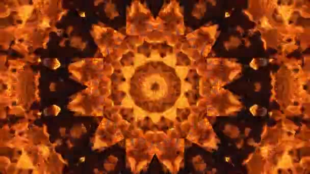 Kaleidoscoop Van Vuur Brandend Het Rood Animatie Geometrische Achtergrond — Stockvideo