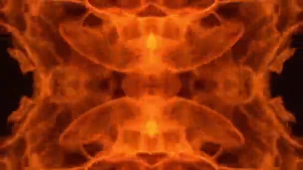 Fire Burn Effect Abstract Symmetry Kaleidoscope Animation Geometric Background — Stock Video