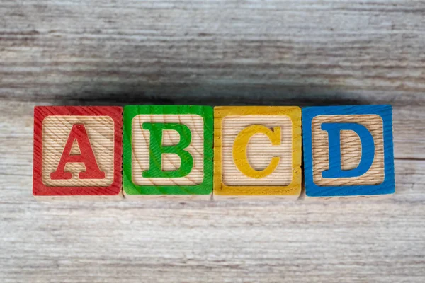 Abcd Brief Onderwijs Hout Blok Tafel — Stockfoto