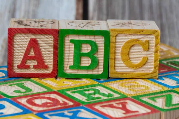 Abc Onderwijs Hout Blok Stapel Samen — Stockfoto