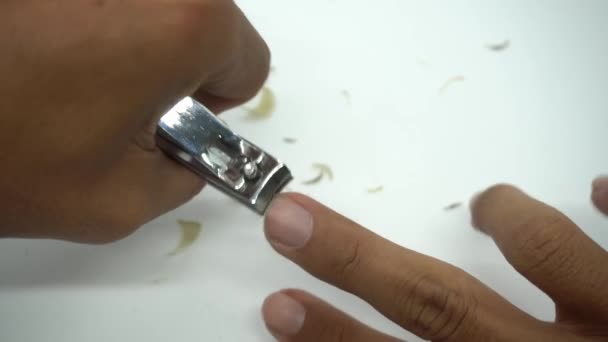 Corte Unhas Fundo Branco — Vídeo de Stock