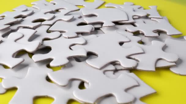 Product Shot Jigsaw Puzzle Yellow Table — Stock Video