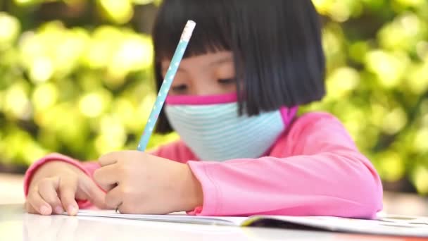 Foyer Sélectif Petite Fille Chinoise Écrire Livre Classe — Video