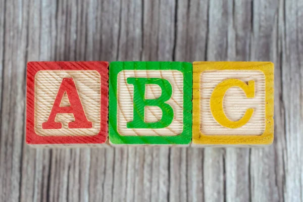 Abc Houtblok Houten Ondergrond Het Begrip Onderwijs Voor Kinderen — Stockfoto