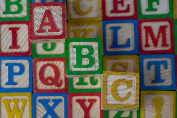 Bloque Madera Abc Para Aprendizaje Educación Infantil —  Fotos de Stock