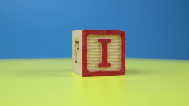 Close Shot Letter Alphabet Wooden Block Surface — Stock Video