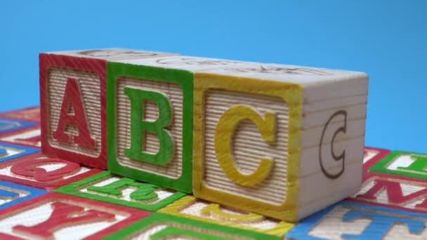 Abc Alphabet Block Surface Child Education Concept — Stock Video