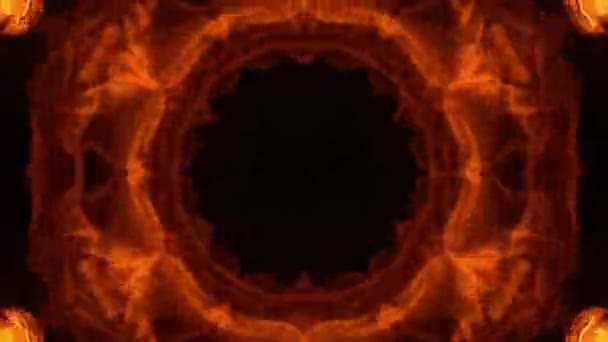Fire Burn Abstract Animation Kaleidoscope Effect — Stock Video