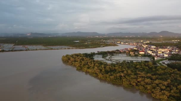 Hora Pôr Sol Aéreo Sungai Udang Noite — Vídeo de Stock