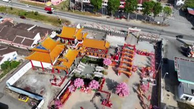 Machap, Melaka, Malezya - 14 Şubat 2025: Hava perspektifi, Ju Xian Ting Tapınağı 