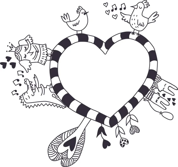 Dia de São Valentim elemento de design de coração com ilustrações de caráter bonito . — Vetor de Stock