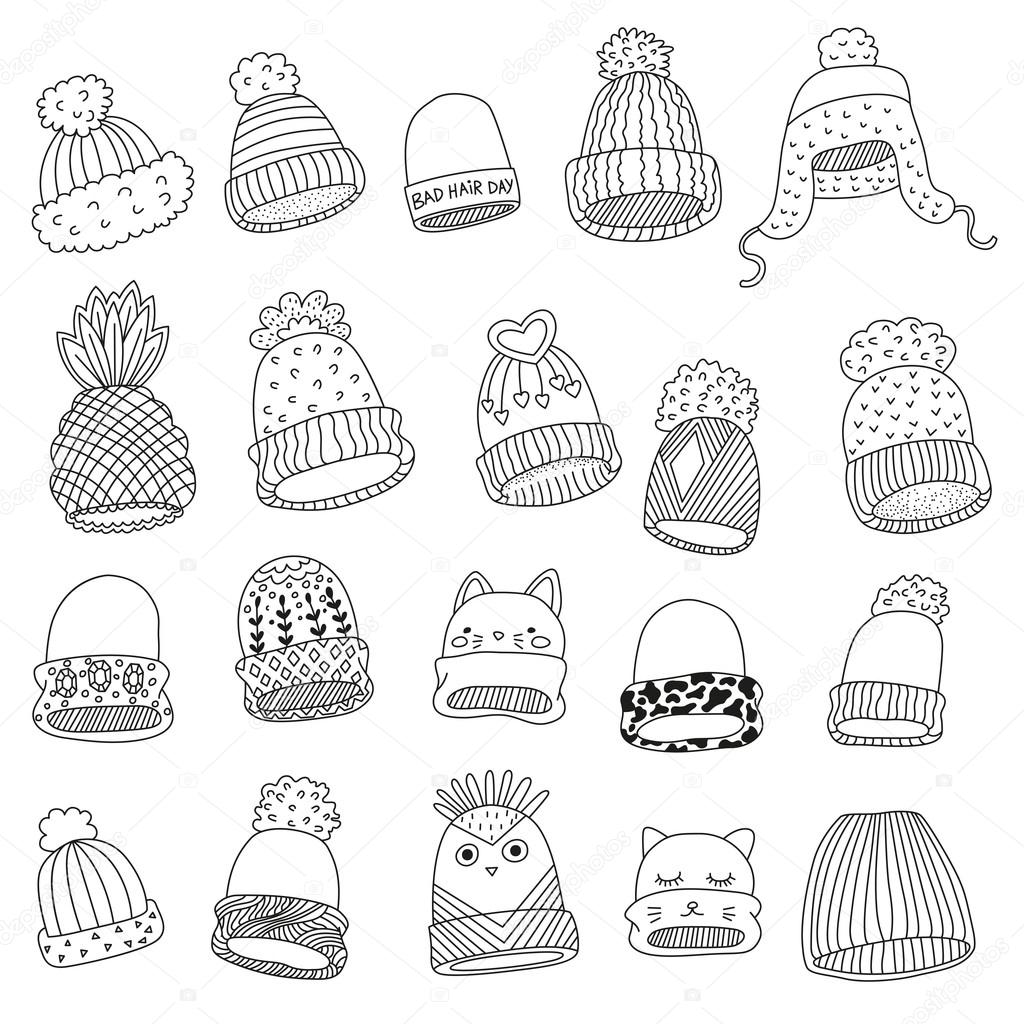 Winter hats seamless vector pattern
