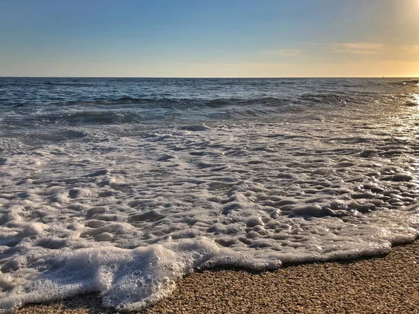 Waves Mediterranean Sea Turkey Beautiful Sunset Beach Landscape Close — Stock Photo, Image