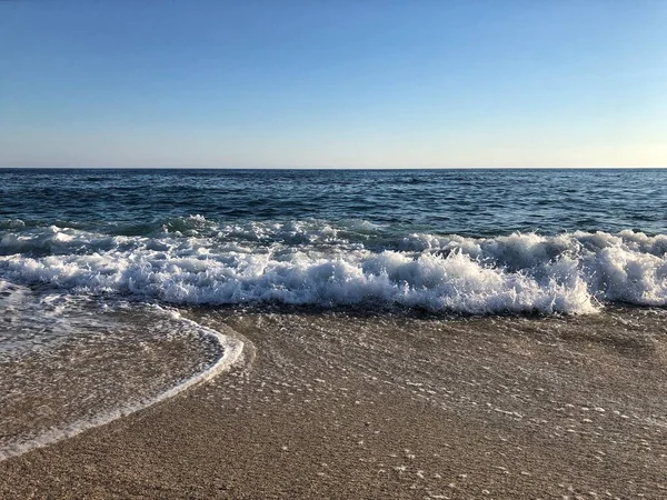 Waves Mediterranean Sea Turkey Beautiful Sunset Beach Landscape Close — Stock Photo, Image