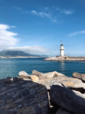 Alanya-Türkiye limanındaki deniz feneri. Deniz Burnu