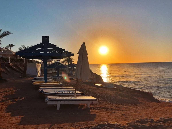 Beach Hotel Sunrise Sharm Sheikh Egypt Beautiful Landscape Shores Red — Stock Photo, Image