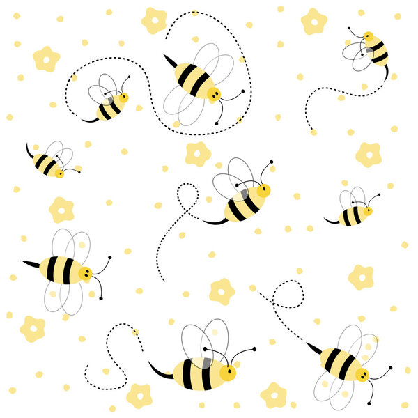 Бесшовный узор с пчелами мёд
