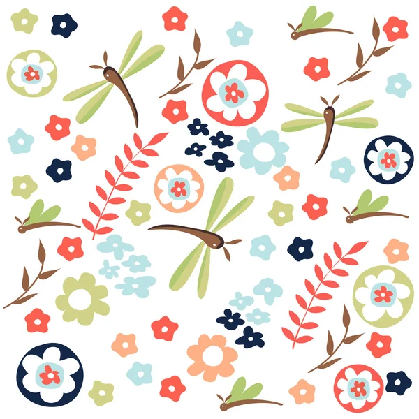 Patrón floral sin costuras, fondo de primavera — Vector de stock