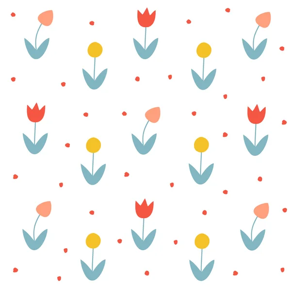 チューリップとシームレスな花のパターン — ストックベクタ