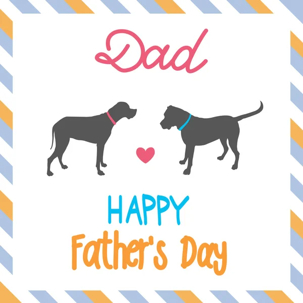Carte sucrée pour la fête des Pères avec chiens — Image vectorielle