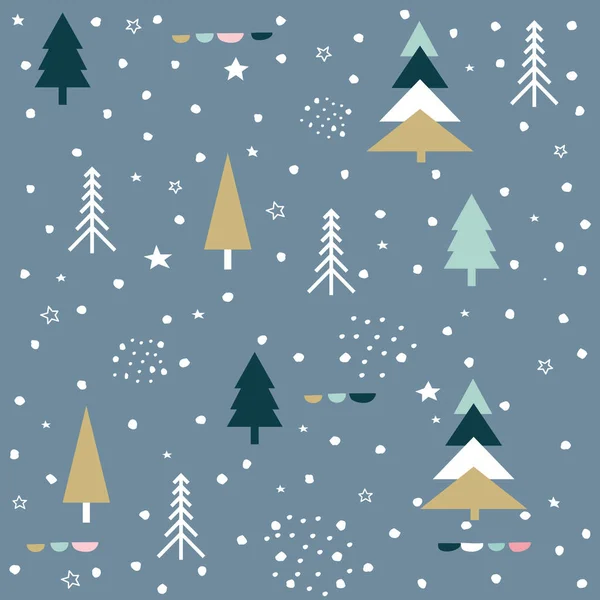 Bosque Invierno Patrón Sin Costura Navidad — Vector de stock