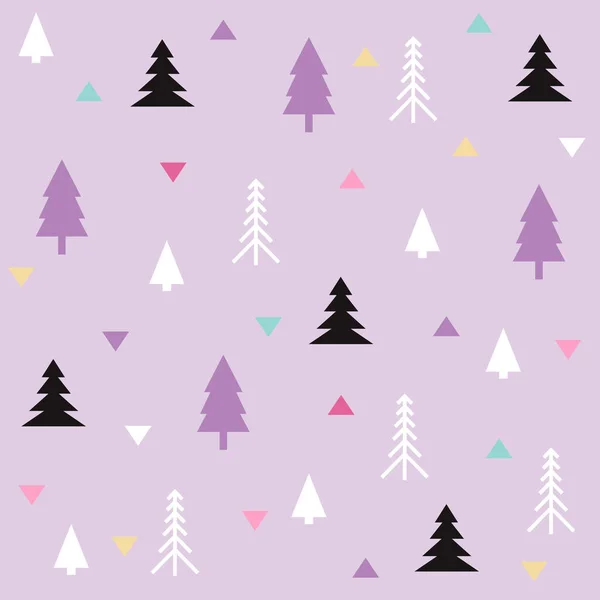 Bosque Invierno Patrón Color Púrpura Sin Costuras Navidad — Vector de stock