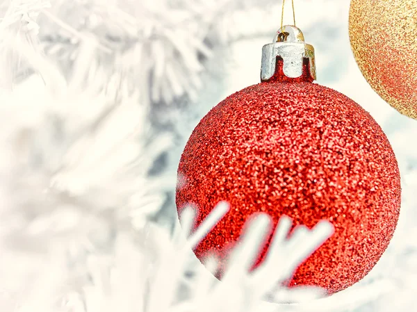 Christmas ornaments and tree — Stock Photo, Image