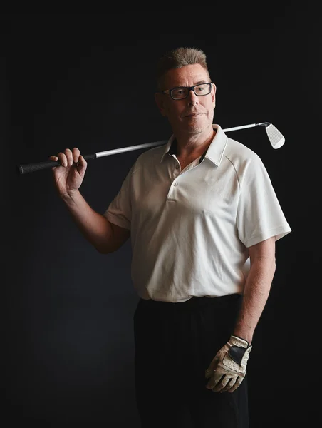 Dojrzały człowiek golfa i golf club — Zdjęcie stockowe