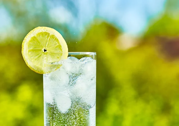 炭酸水とレモン スライス — ストック写真